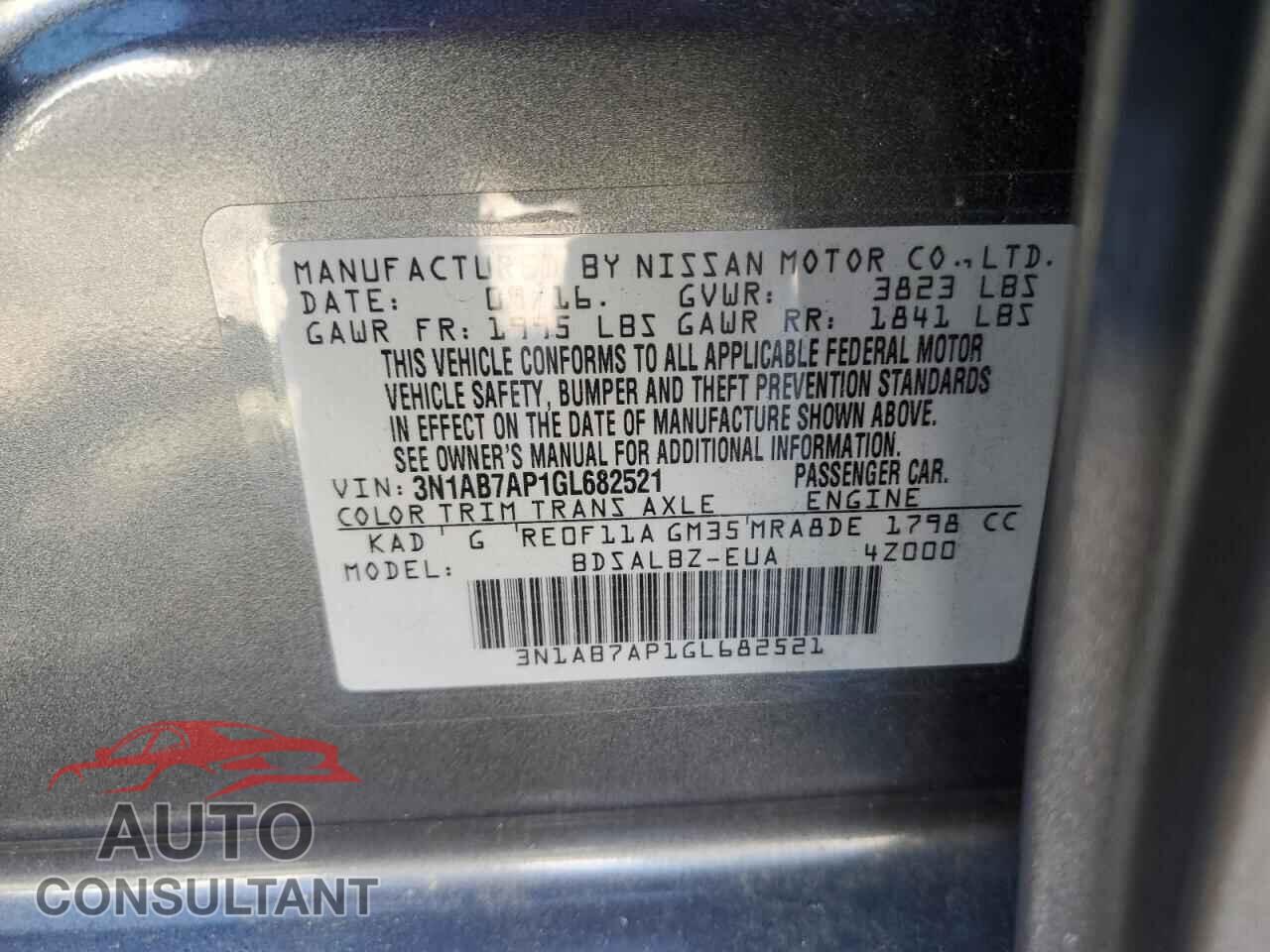 NISSAN SENTRA 2016 - 3N1AB7AP1GL682521