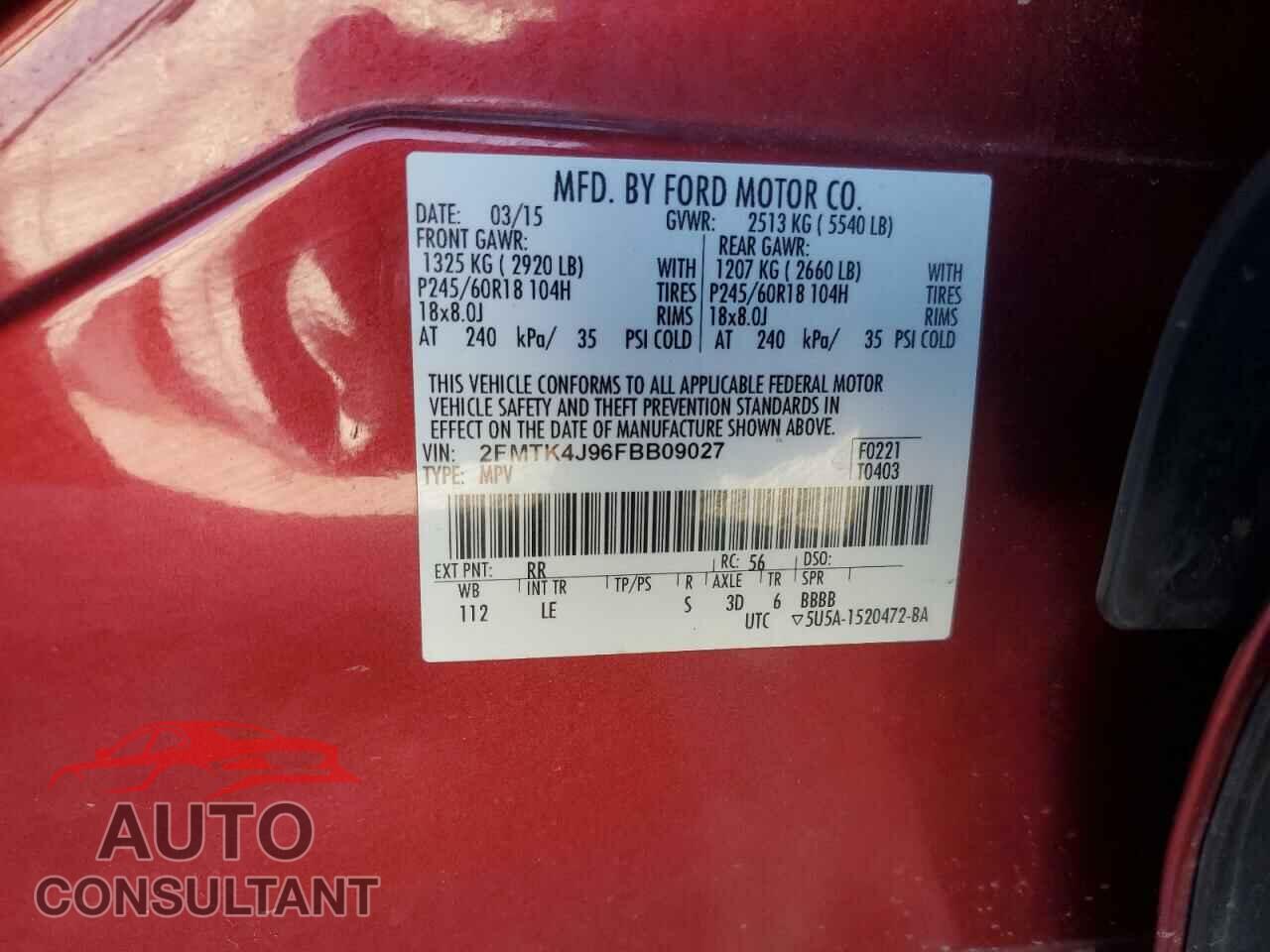 FORD EDGE 2015 - 2FMTK4J96FBB09027
