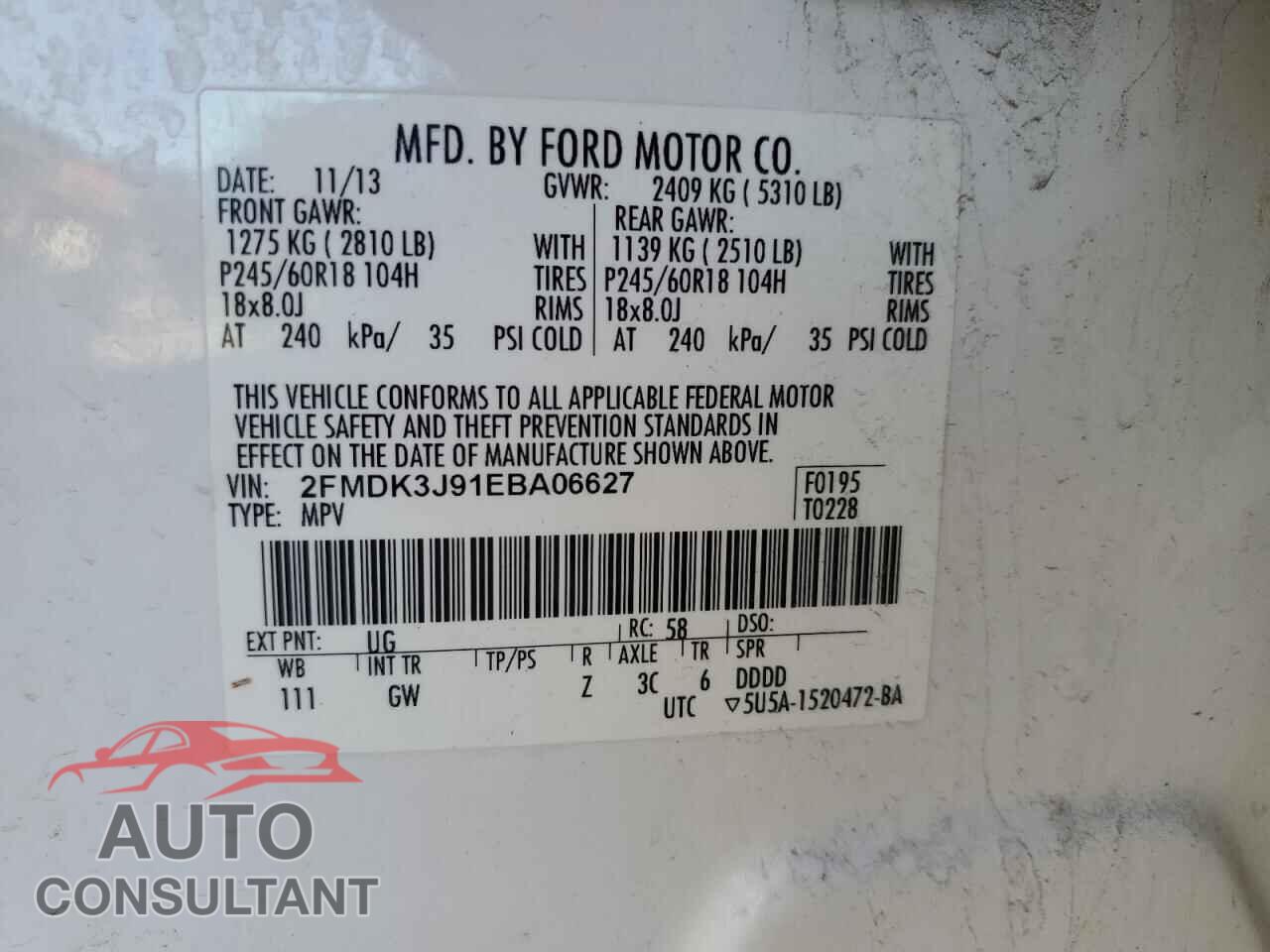 FORD EDGE 2014 - 2FMDK3J91EBA06627