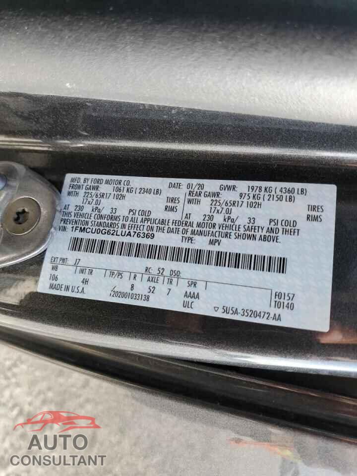 FORD ESCAPE 2020 - 1FMCU0G62LUA76369