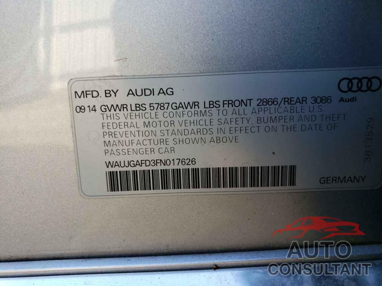 AUDI A8 2015 - WAUJGAFD3FN017626