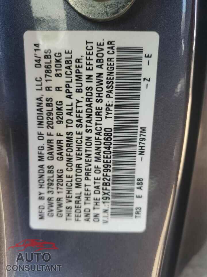 HONDA CIVIC 2014 - 19XFB2F99EE040680