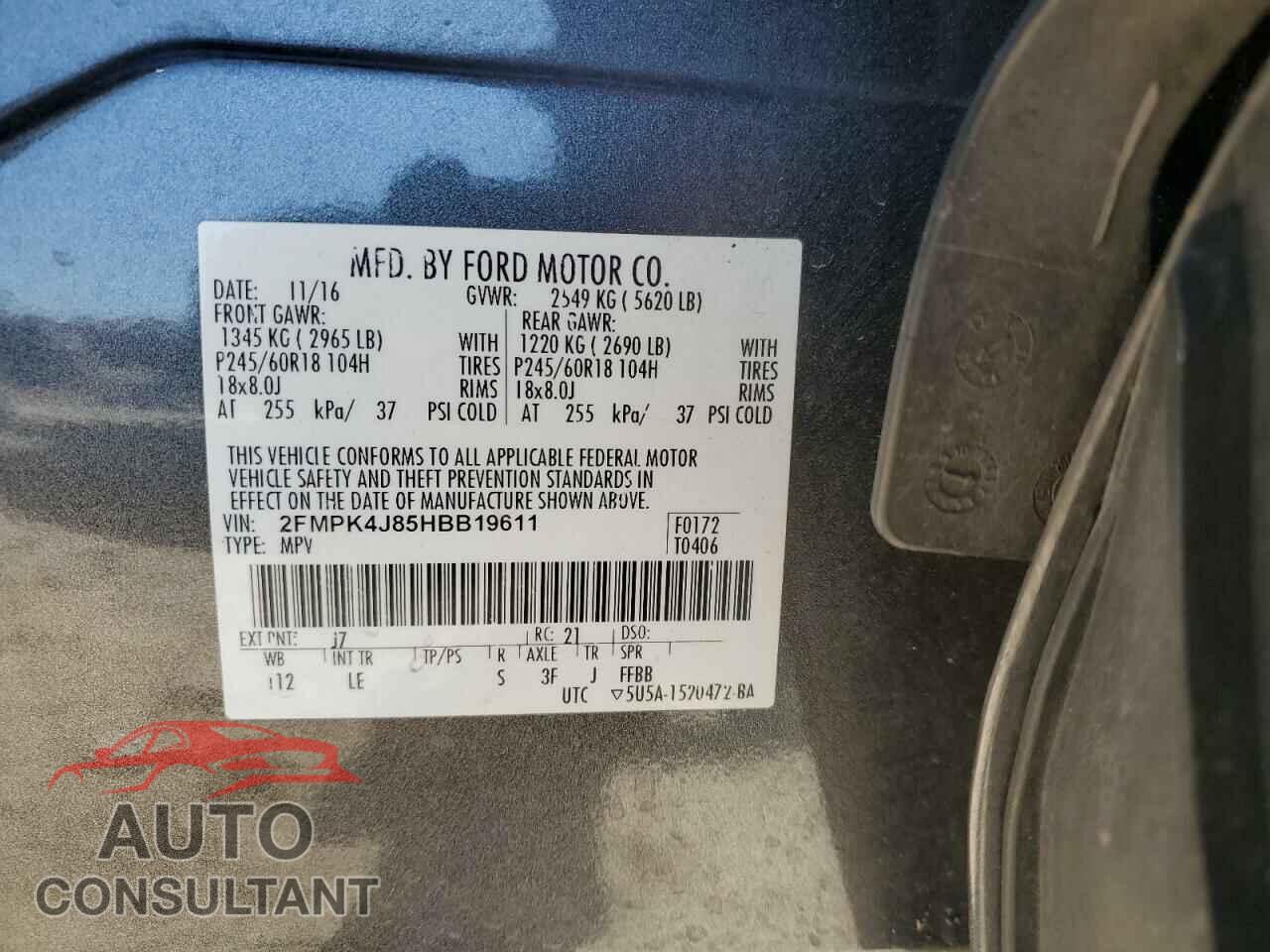 FORD EDGE 2017 - 2FMPK4J85HBB19611