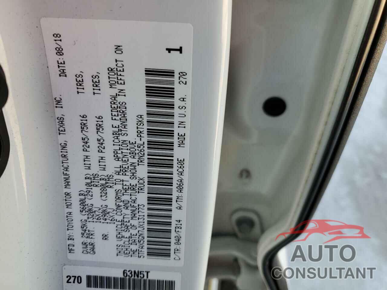 TOYOTA TACOMA 2018 - 5TFAX5GN7JX131773