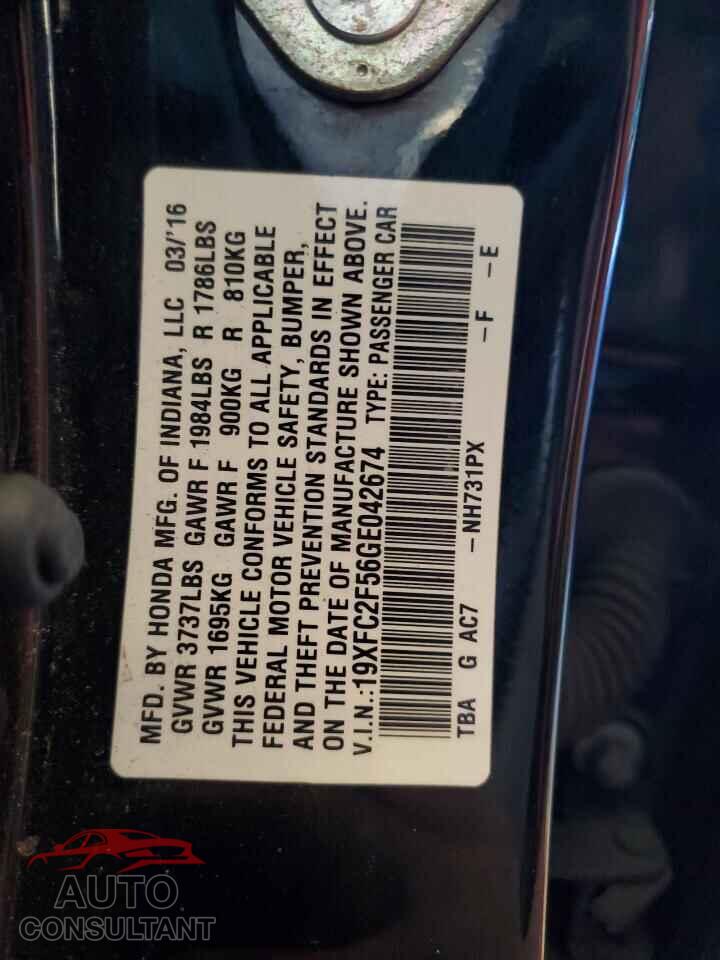 HONDA CIVIC 2016 - 19XFC2F56GE042674