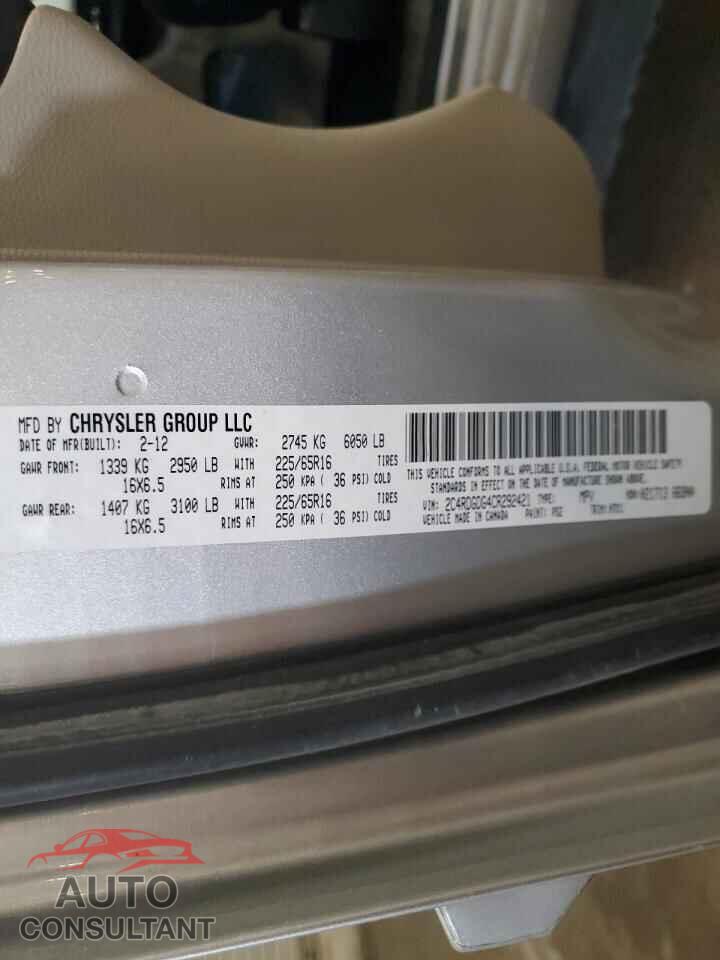 DODGE CARAVAN 2012 - 2C4RDGDG4CR292421