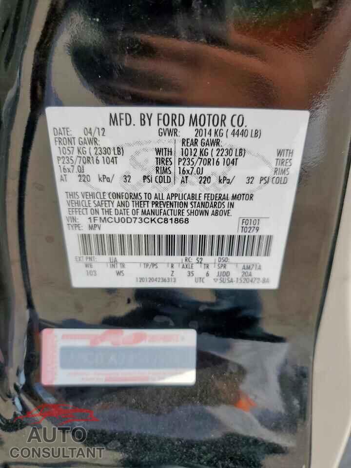 FORD ESCAPE 2012 - 1FMCU0D73CKC81868