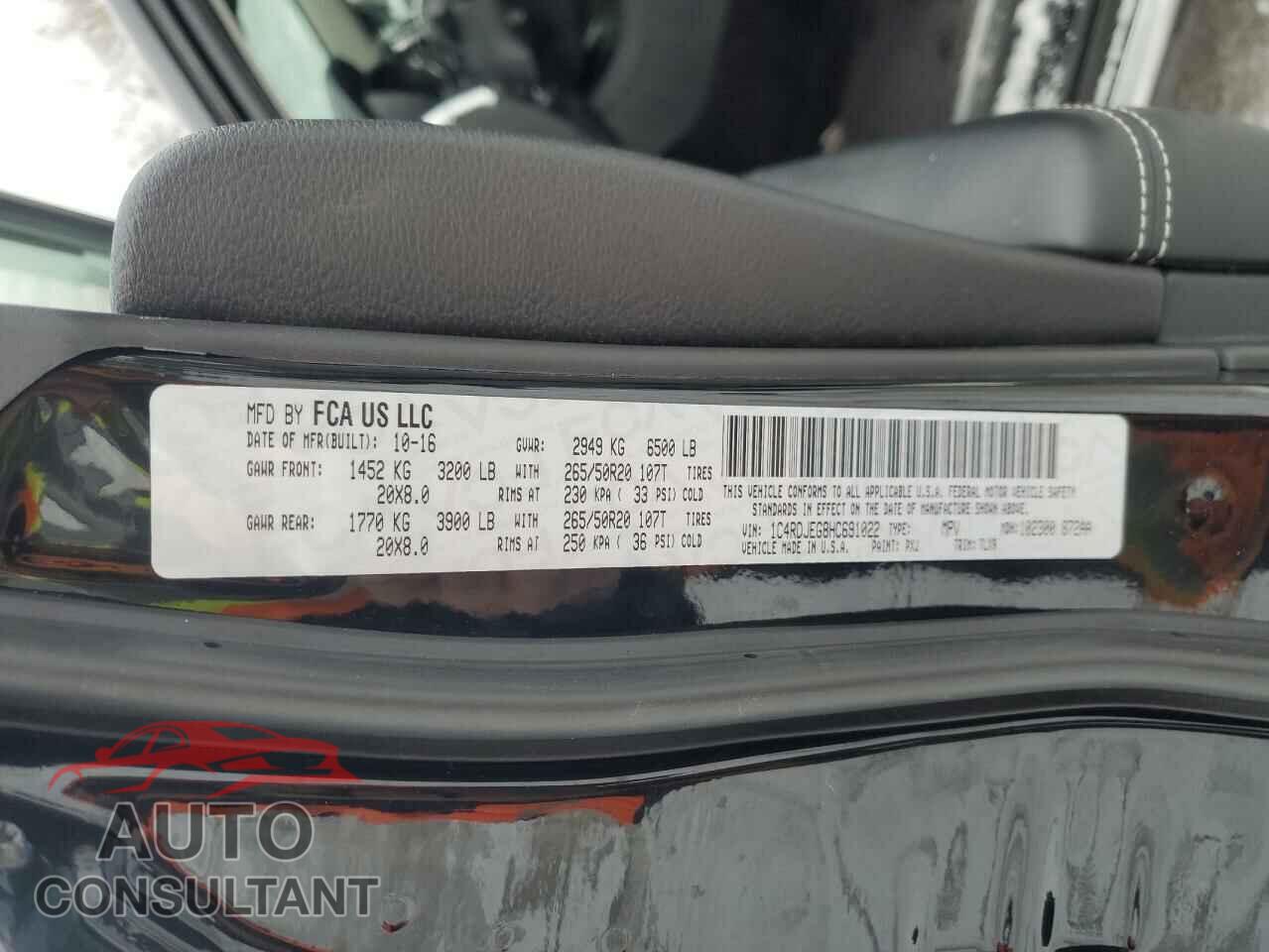 DODGE DURANGO 2017 - 1C4RDJEG8HC691022