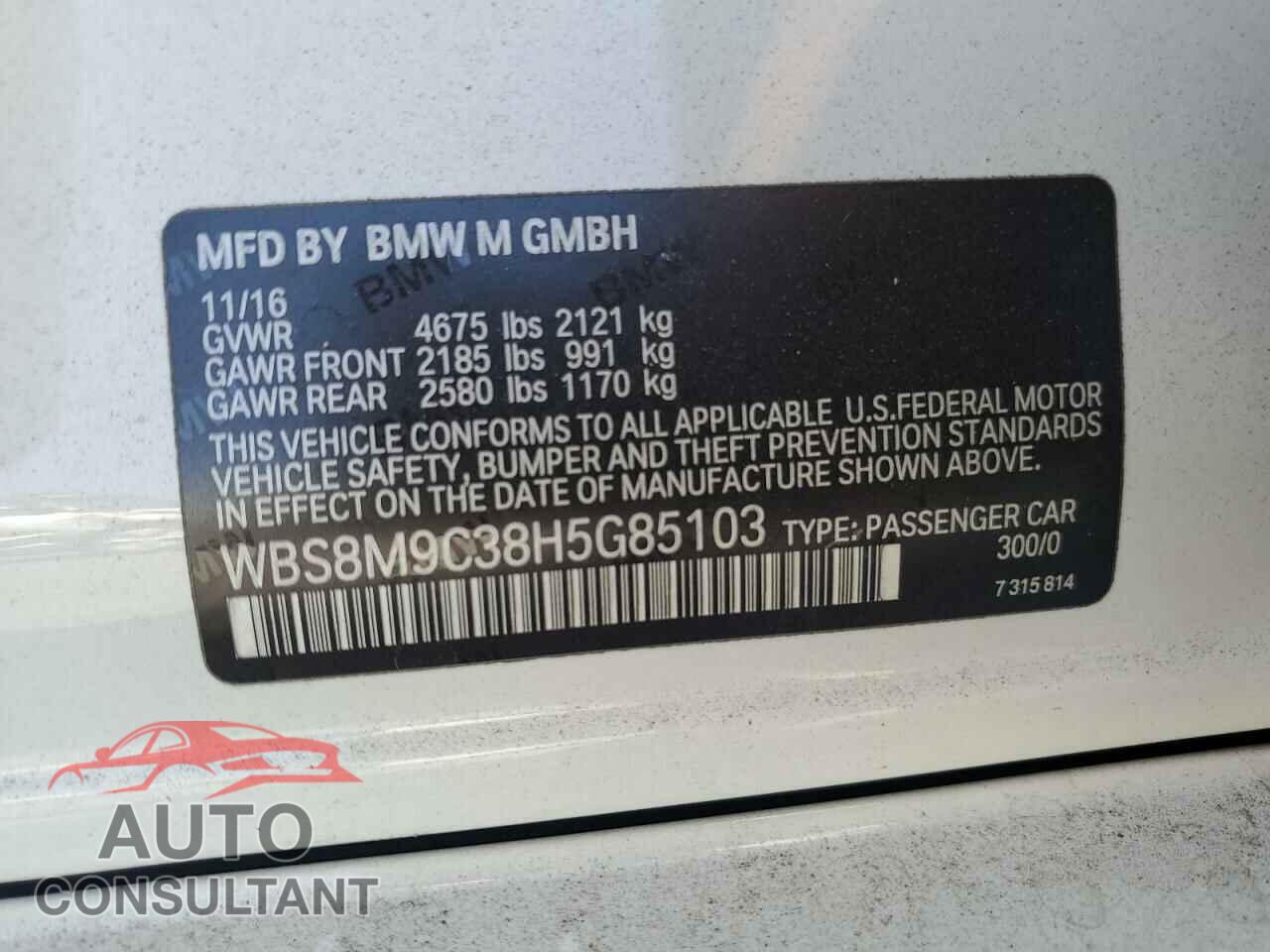 BMW M3 2017 - WBS8M9C38H5G85103