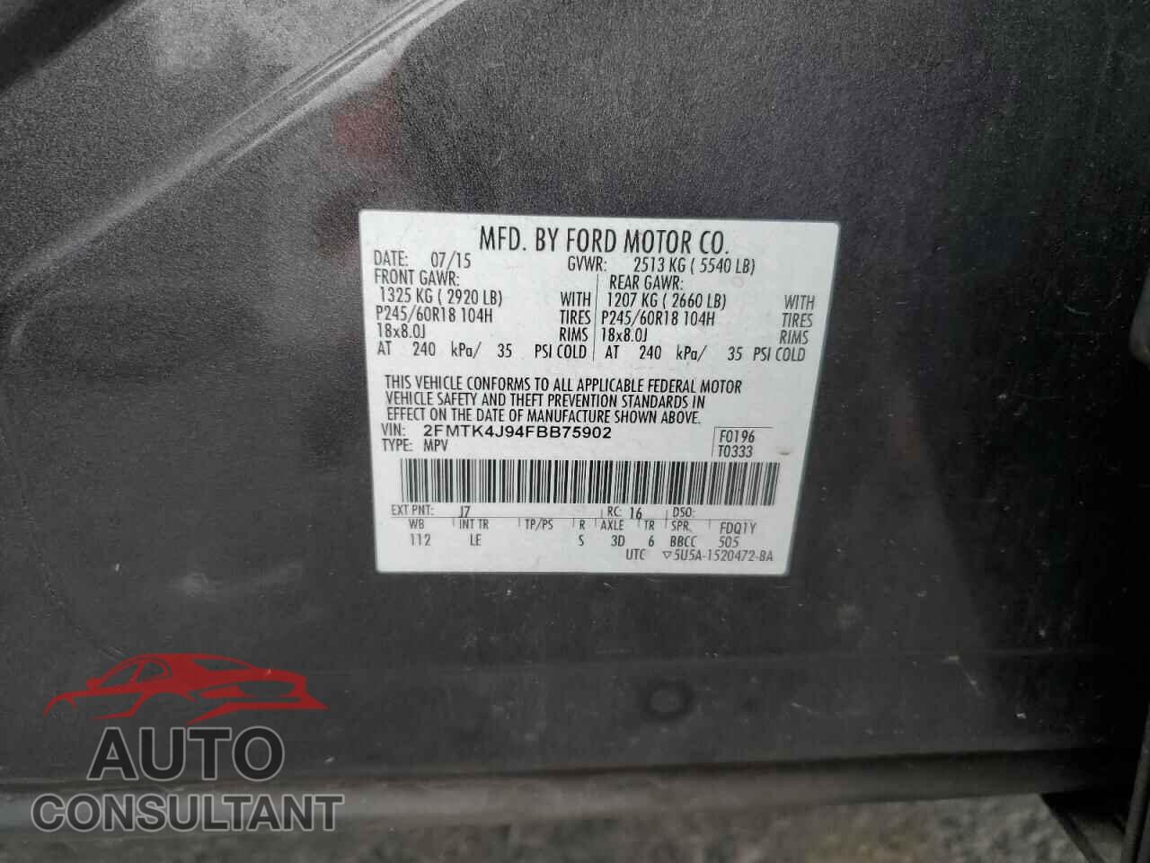 FORD EDGE 2015 - 2FMTK4J94FBB75902