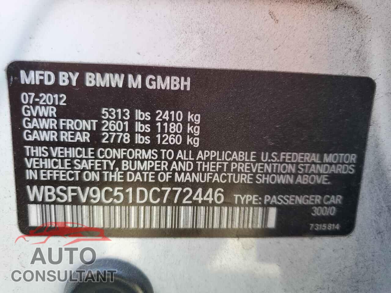 BMW M5 2013 - WBSFV9C51DC772446