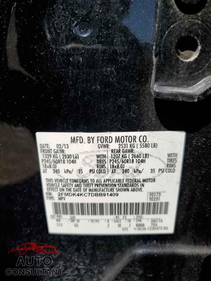 FORD EDGE 2013 - 2FMDK4KC7DBB91409