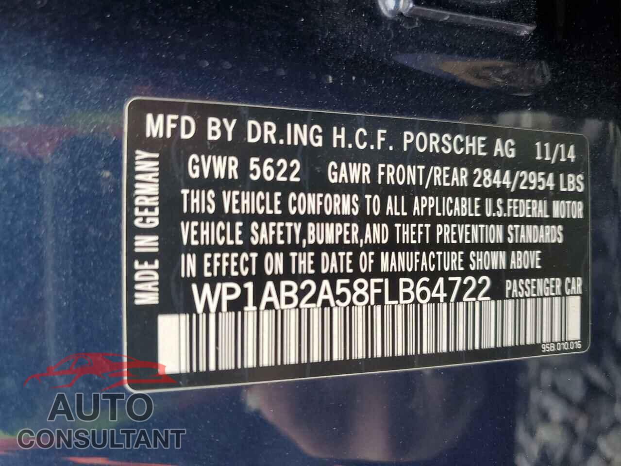 PORSCHE MACAN 2015 - WP1AB2A58FLB64722