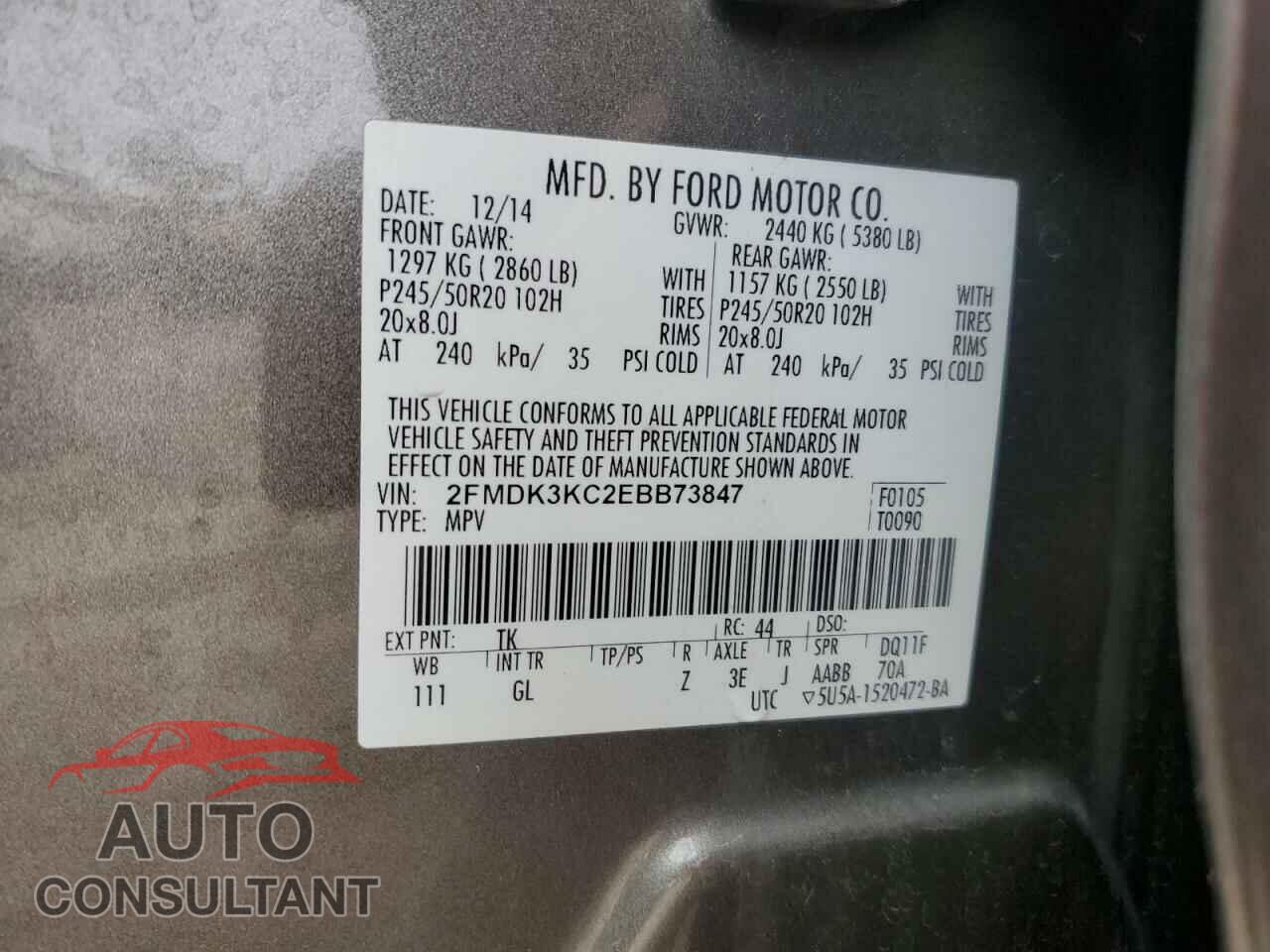 FORD EDGE 2014 - 2FMDK3KC2EBB73847