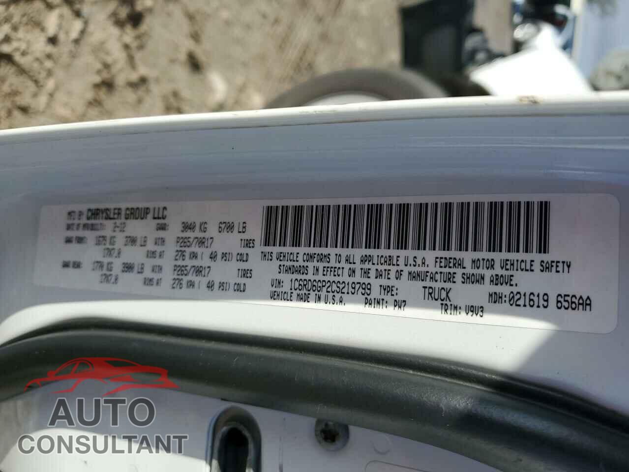 DODGE RAM 1500 2012 - 1C6RD6GP2CS219799
