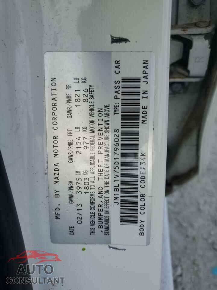 MAZDA 3 2013 - JM1BL1V75D1796028