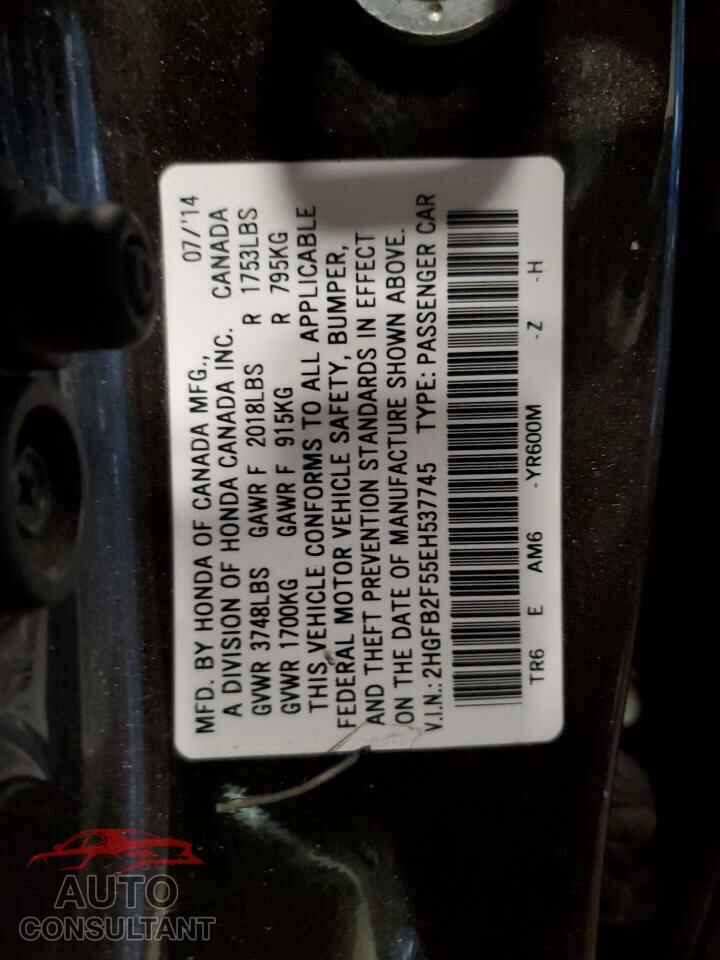 HONDA CIVIC 2014 - 2HGFB2F55EH537745