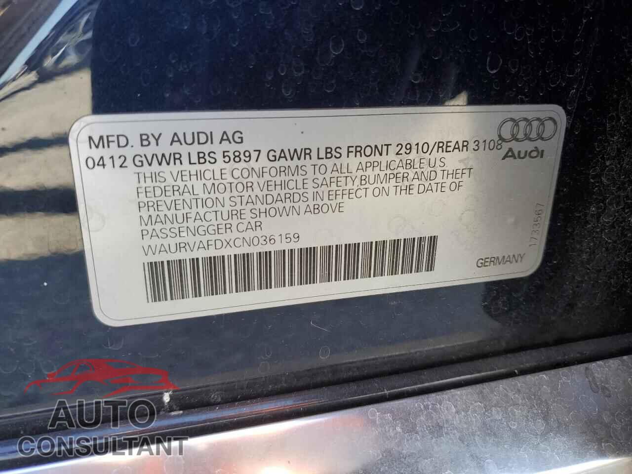 AUDI A8 2012 - WAURVAFDXCN036159