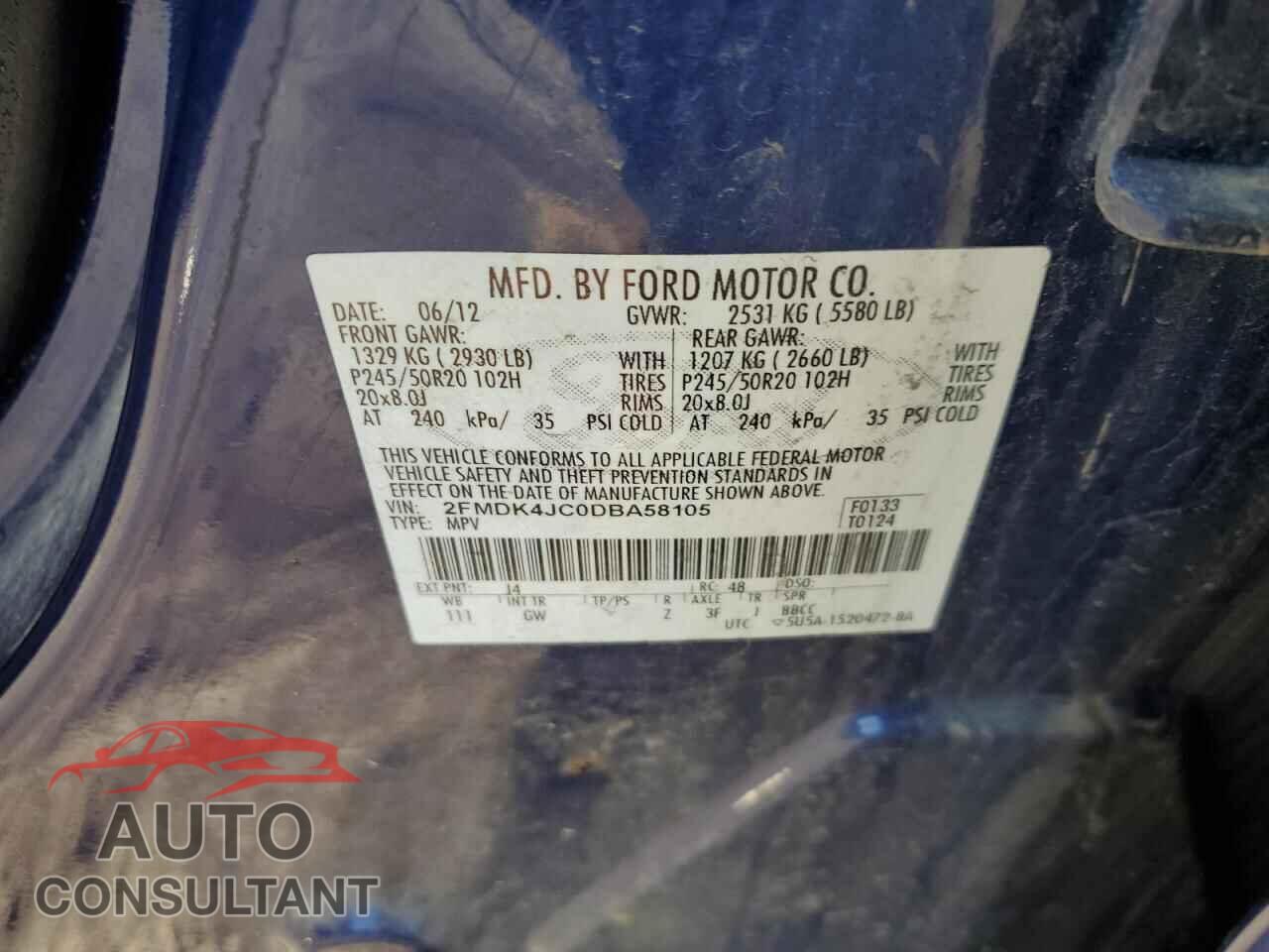 FORD EDGE 2013 - 2FMDK4JC0DBA58105