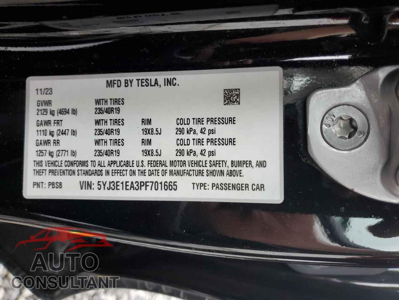 TESLA MODEL 3 2023 - 5YJ3E1EA3PF701665
