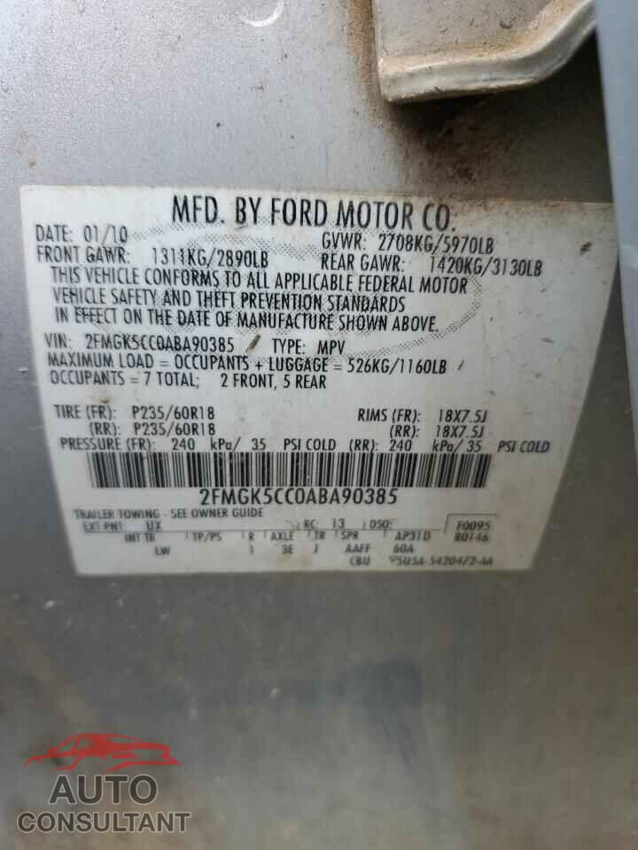 FORD FLEX 2010 - 2FMGK5CC0ABA90385