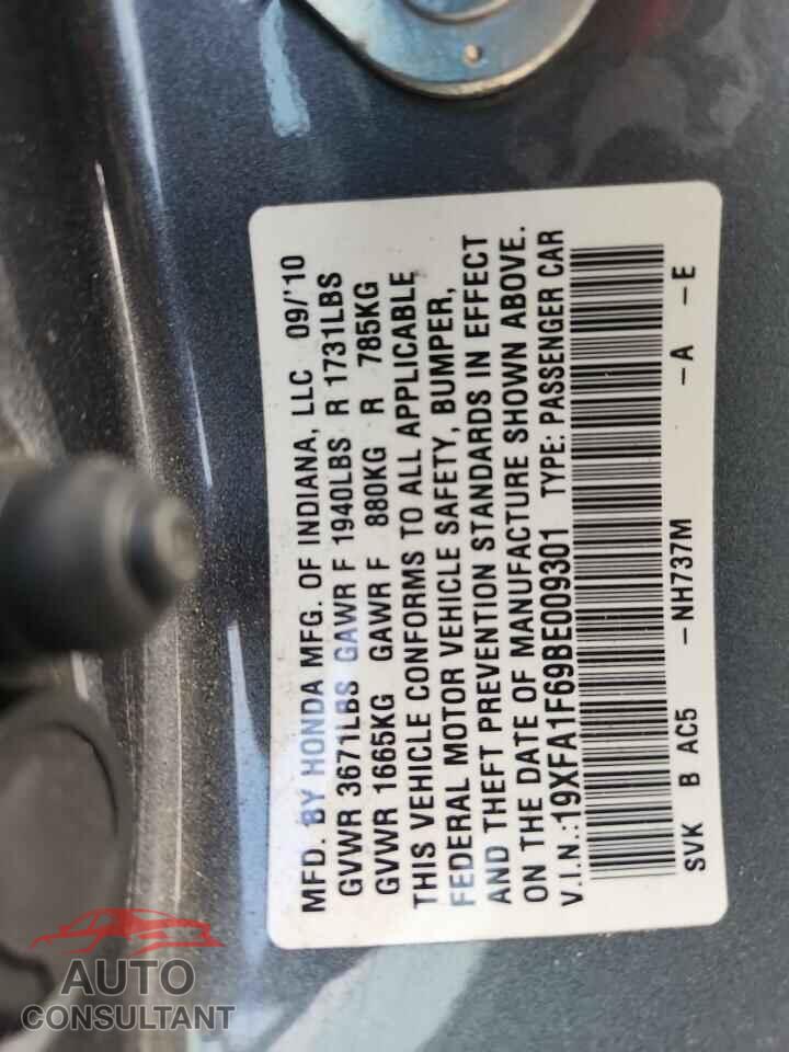 HONDA CIVIC 2011 - 19XFA1F69BE009301