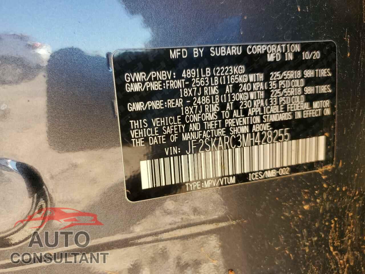 SUBARU FORESTER 2021 - JF2SKARC3MH428255