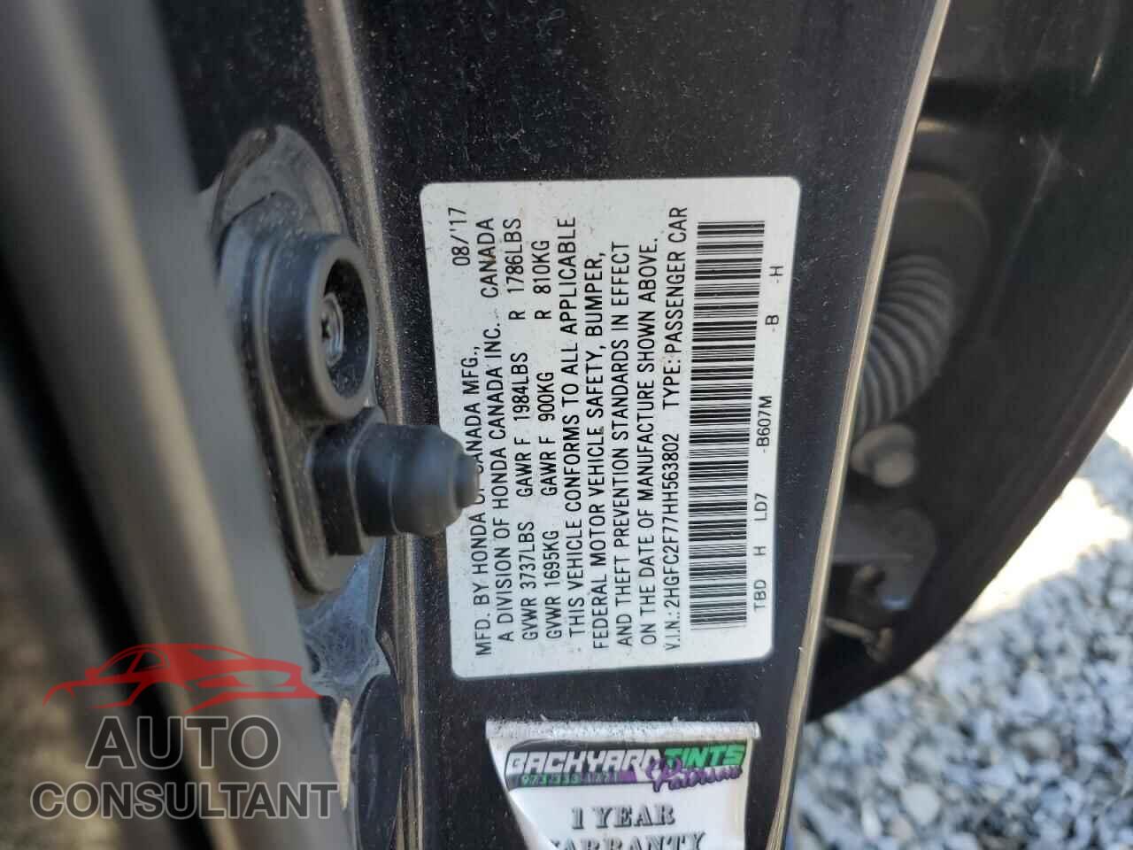 HONDA CIVIC 2017 - 2HGFC2F77HH563802
