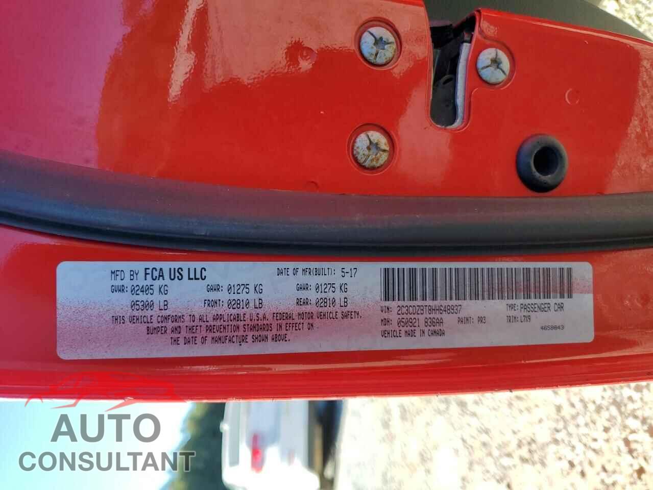 DODGE CHALLENGER 2017 - 2C3CDZBT8HH648937