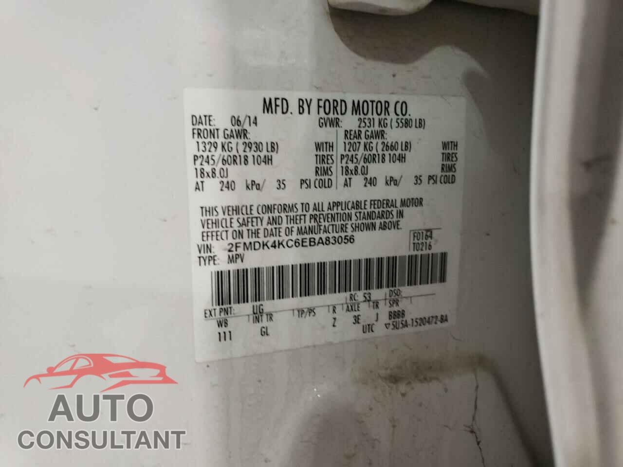 FORD EDGE 2014 - 2FMDK4KC6EBA83056