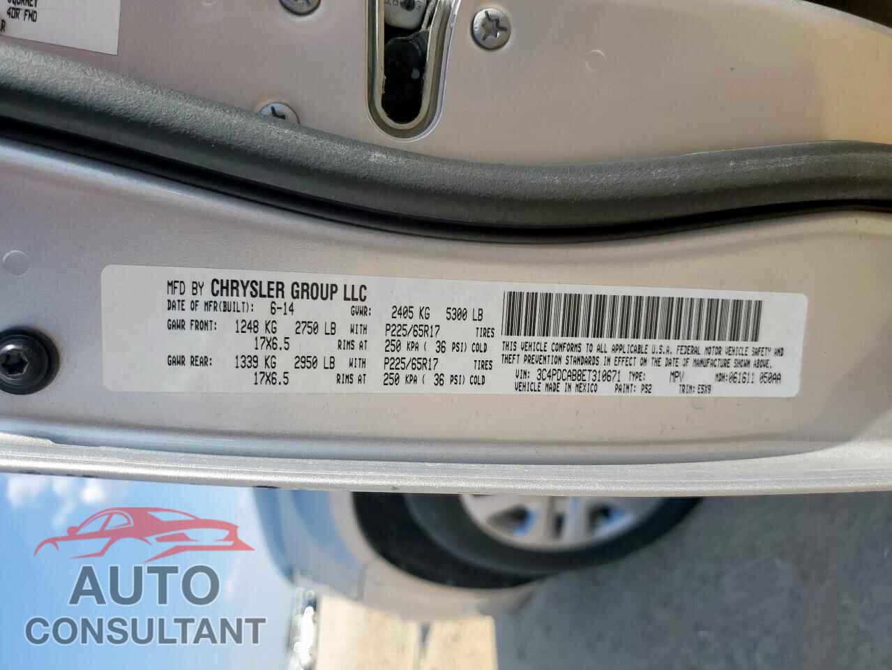 DODGE JOURNEY 2014 - 3C4PDCAB8ET310671