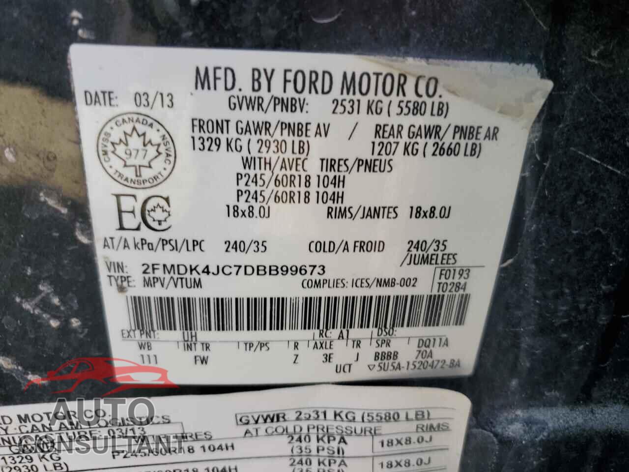 FORD EDGE 2013 - 2FMDK4JC7DBB99673