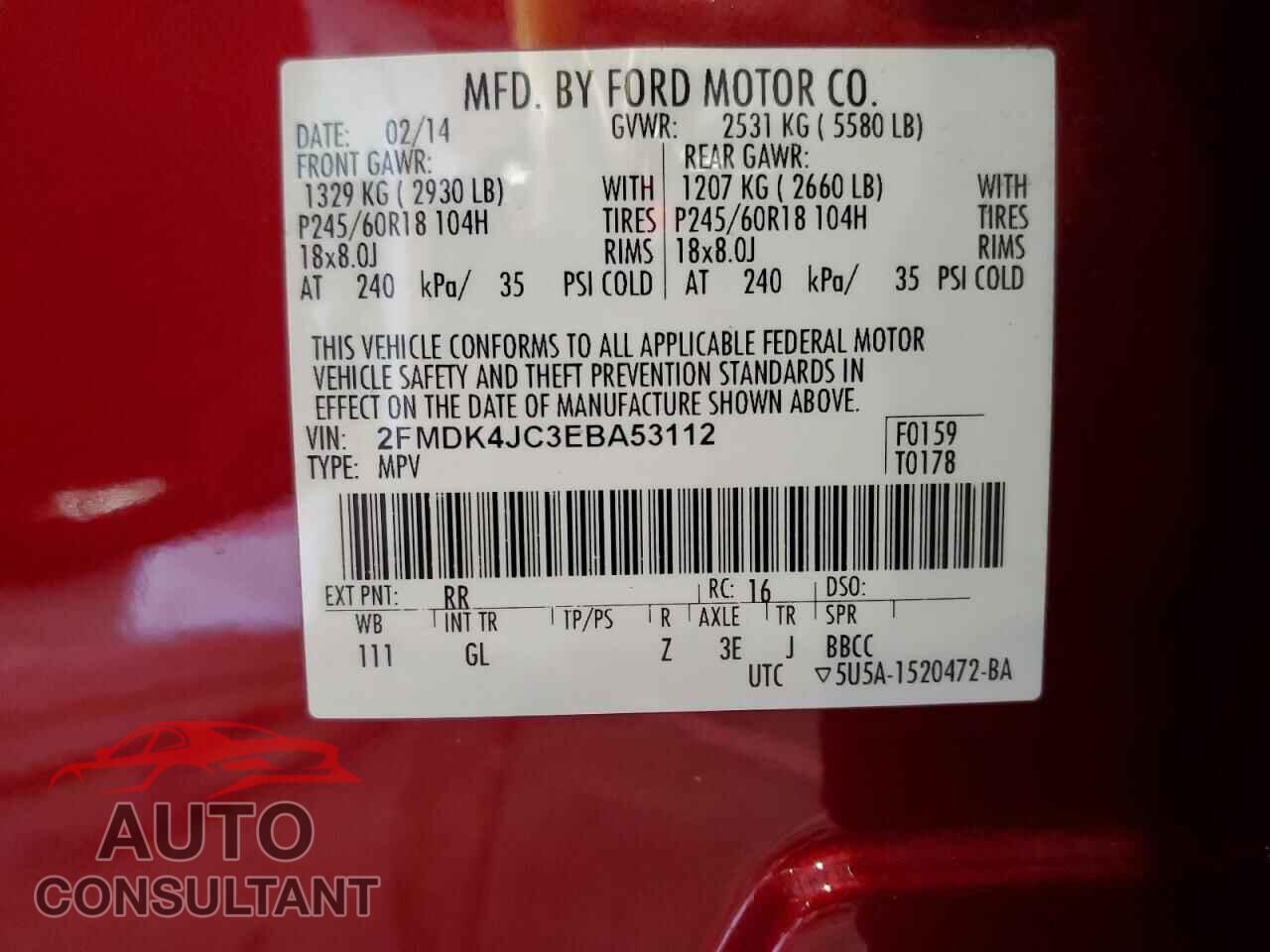 FORD EDGE 2014 - 2FMDK4JC3EBA53112
