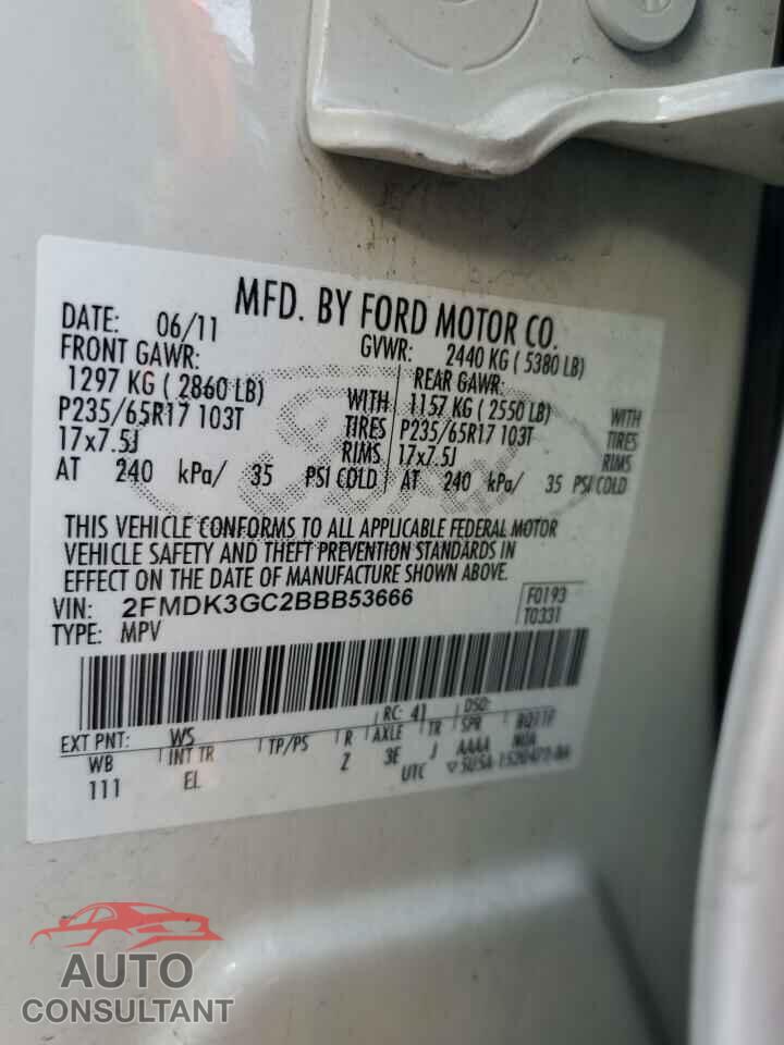 FORD EDGE 2011 - 2FMDK3GC2BBB53666