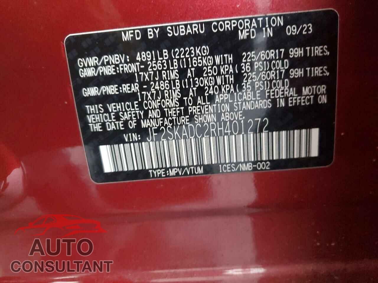 SUBARU FORESTER 2024 - JF2SKADC2RH401272