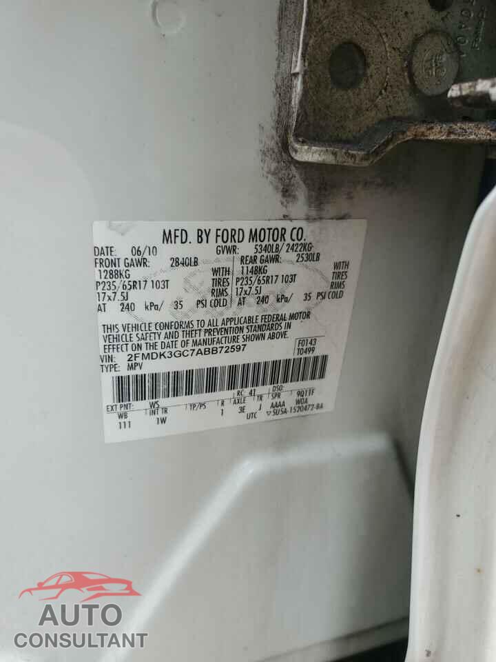 FORD EDGE 2010 - 2FMDK3GC7ABB72597