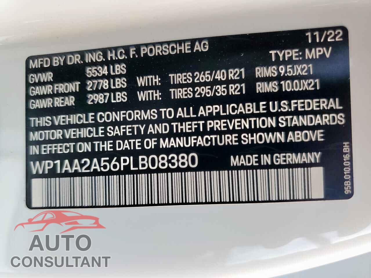 PORSCHE MACAN BASE 2023 - WP1AA2A56PLB08380