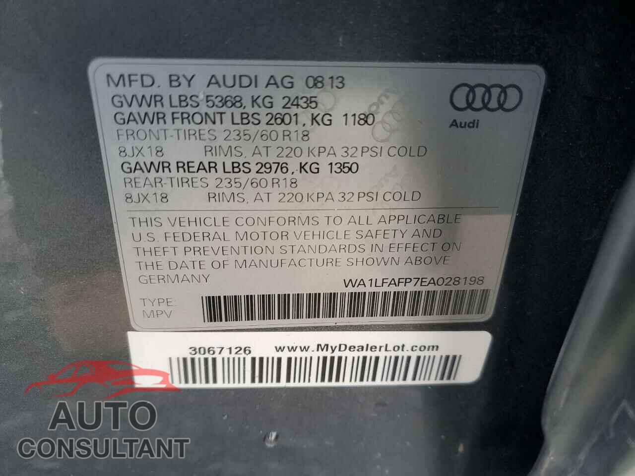AUDI Q5 2014 - WA1LFAFP7EA028198