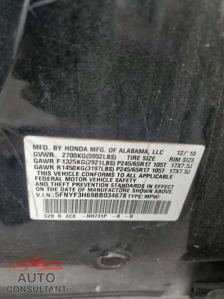 HONDA PILOT 2011 - 5FNYF3H69BB034678