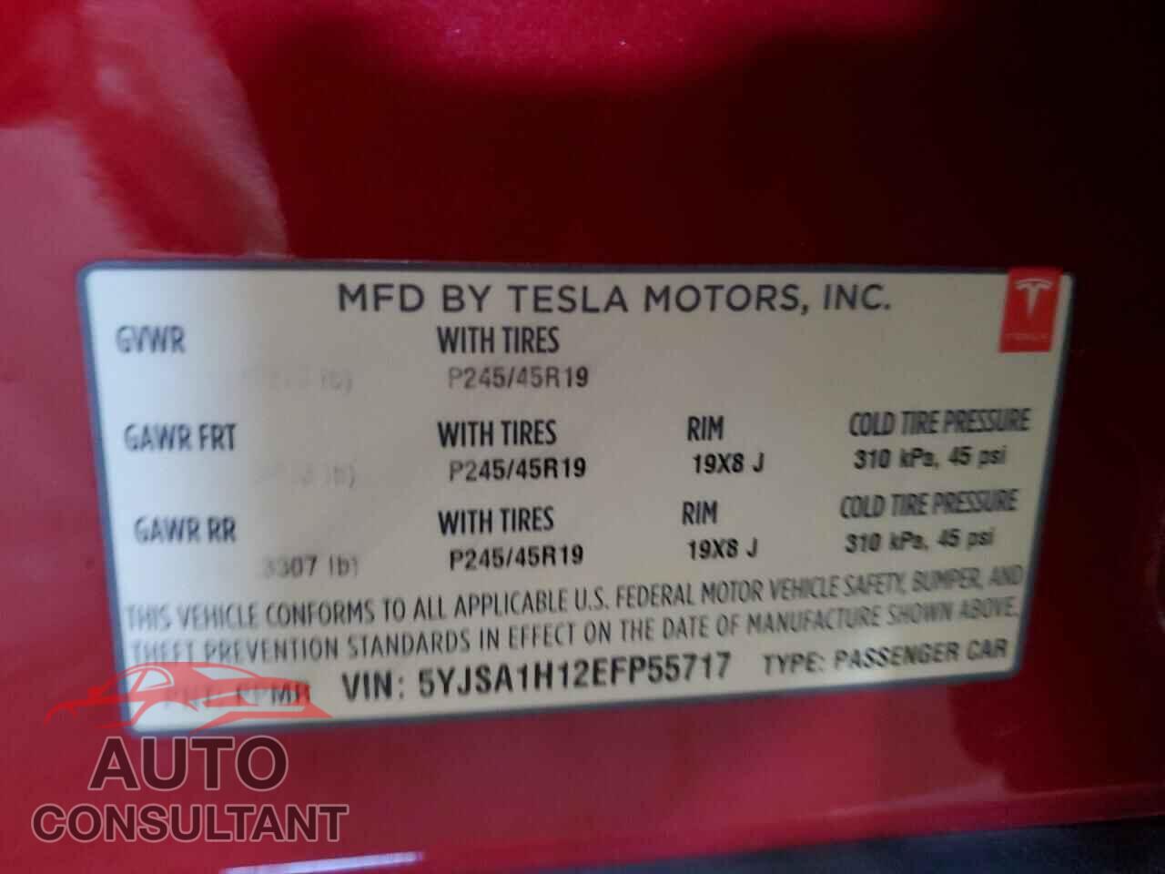 TESLA MODEL 3 2014 - 5YJSA1H12EFP55717