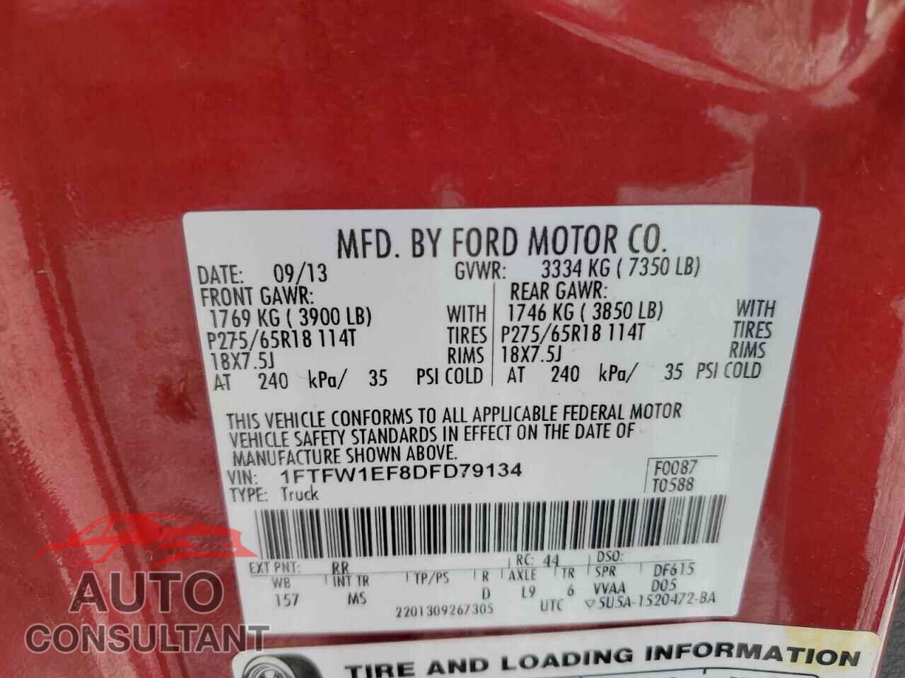 FORD F-150 2013 - 1FTFW1EF8DFD79134