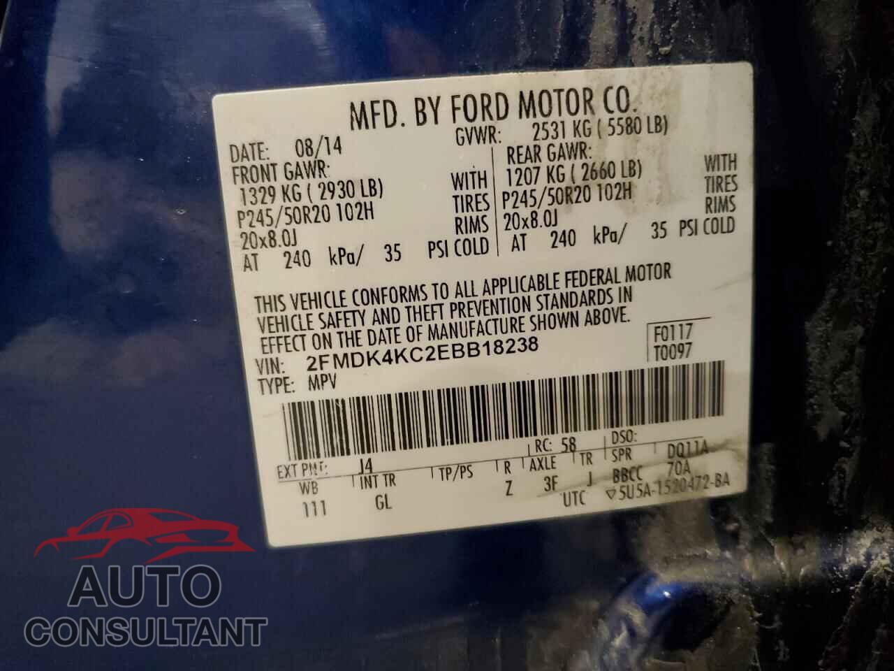FORD EDGE 2014 - 2FMDK4KC2EBB18238