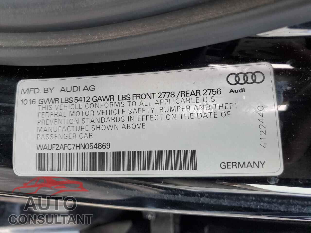 AUDI A6 2017 - WAUF2AFC7HN054869
