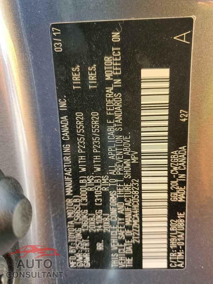 LEXUS RX350 2017 - 2T2ZZMCA4HC058232