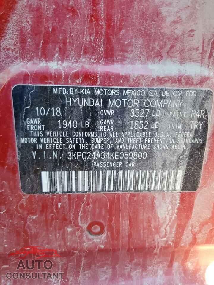HYUNDAI ACCENT 2019 - 3KPC24A34KE059800