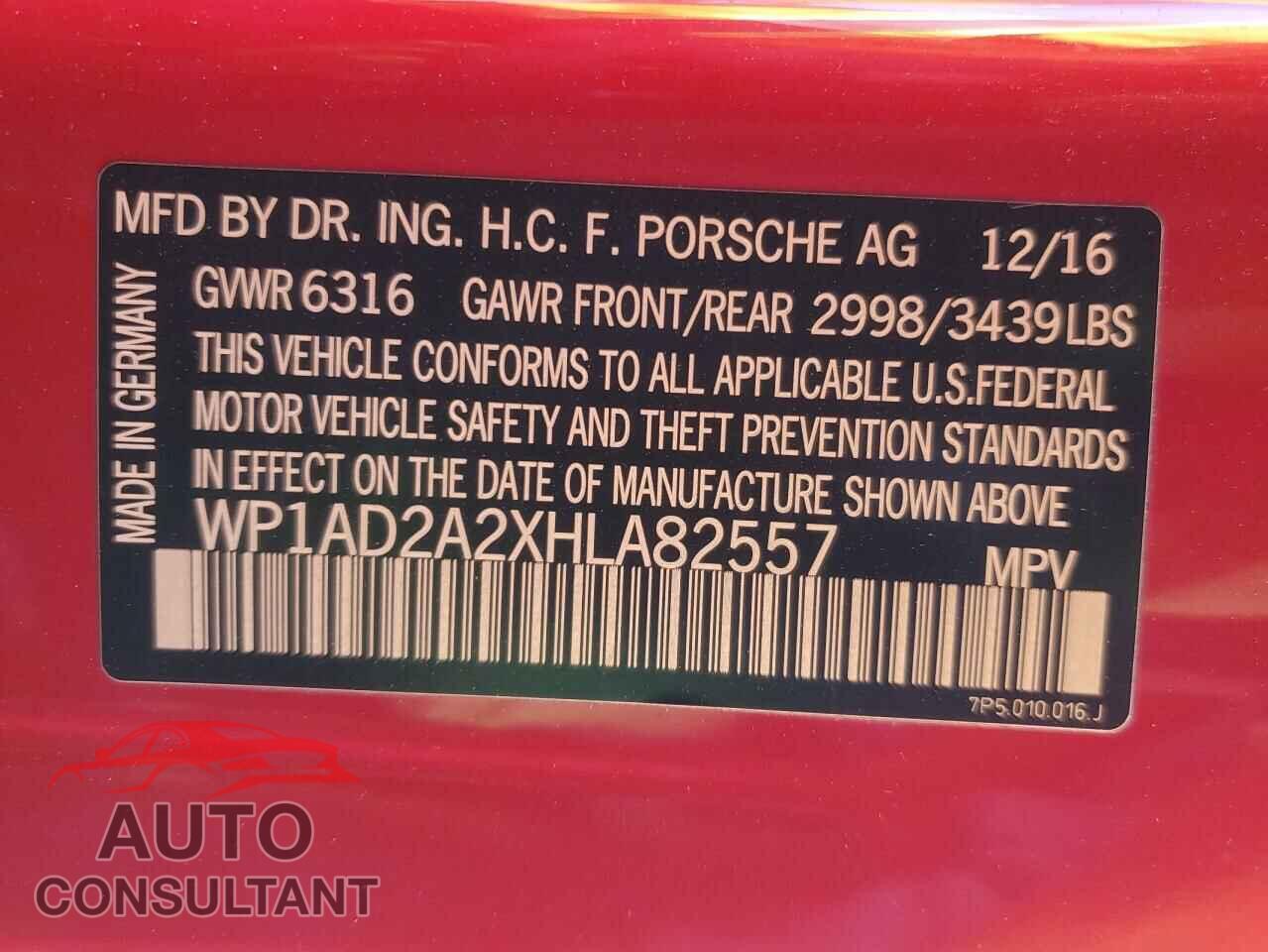 PORSCHE CAYENNE 2017 - WP1AD2A2XHLA82557
