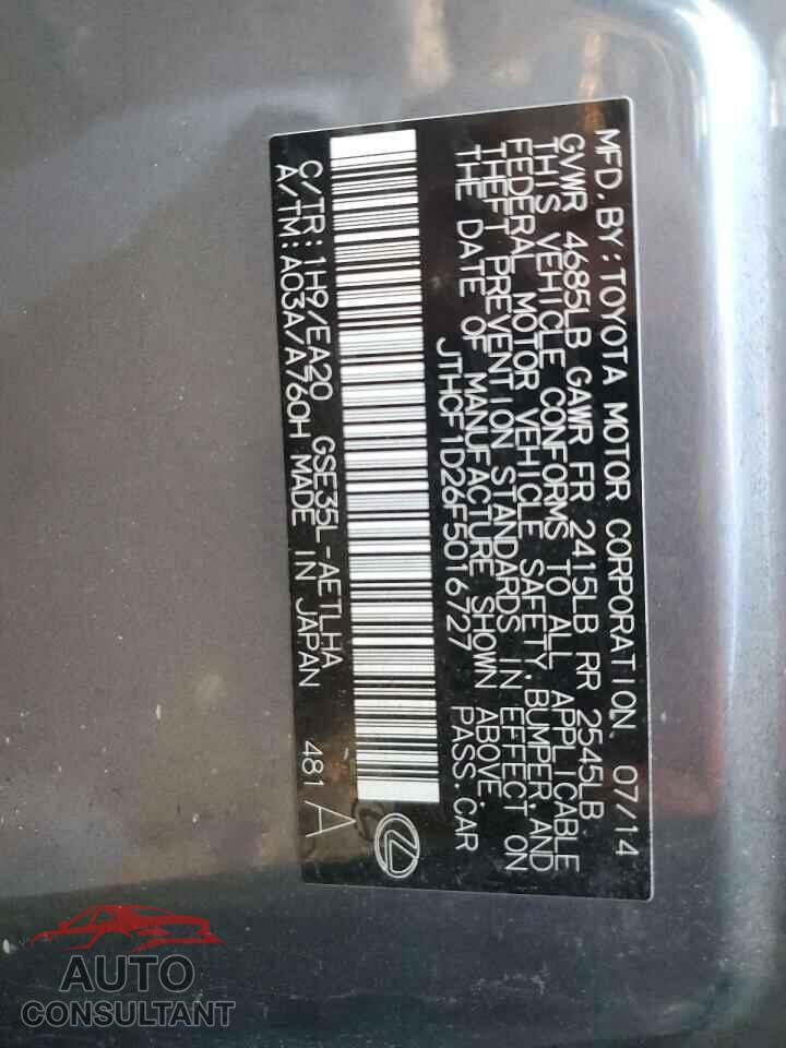 LEXUS IS 2015 - JTHCF1D26F5016727