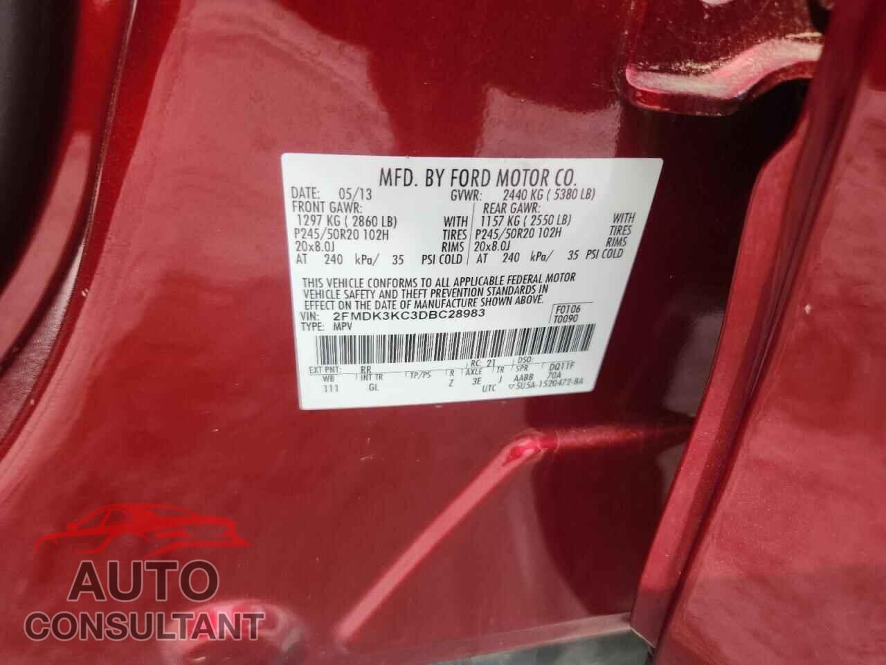 FORD EDGE 2013 - 2FMDK3KC3DBC28983