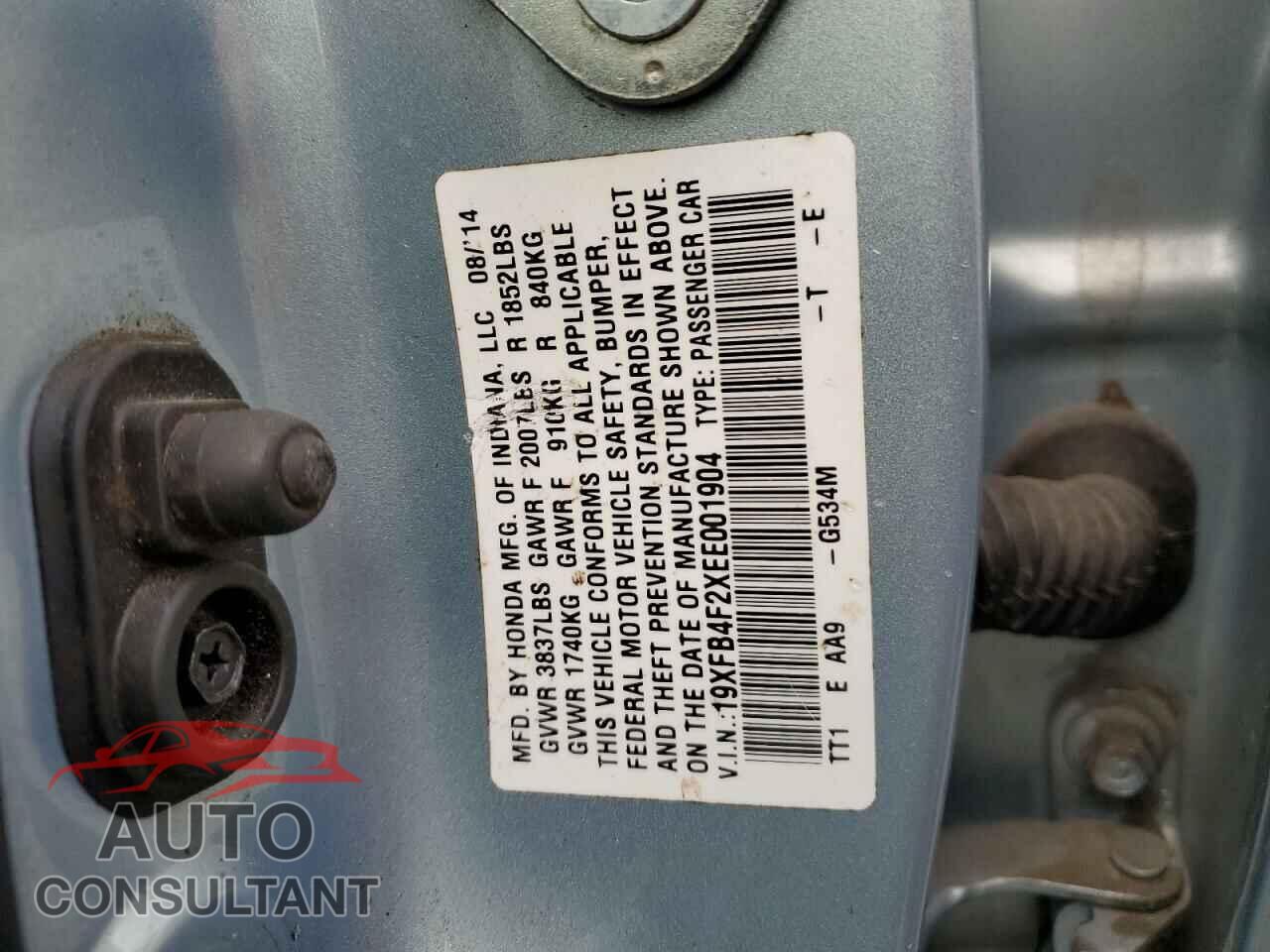 HONDA CIVIC 2014 - 19XFB4F2XEE001904