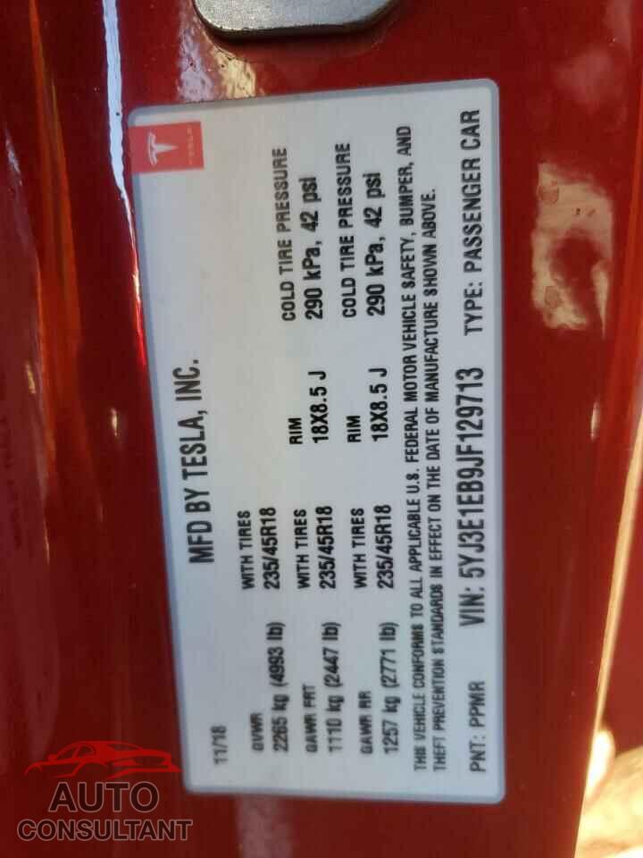 TESLA MODEL 3 2018 - 5YJ3E1EB9JF129713
